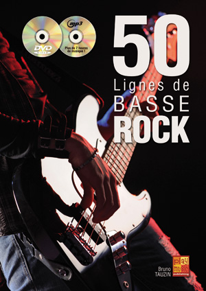 50 Lignes de Basse Rock, méthode avec CD et DVD, solfège et tablature