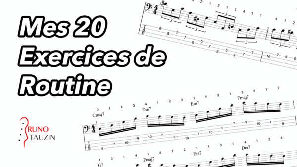 20 exercices de routines, basse, bassiste, débutant, technique, tablature