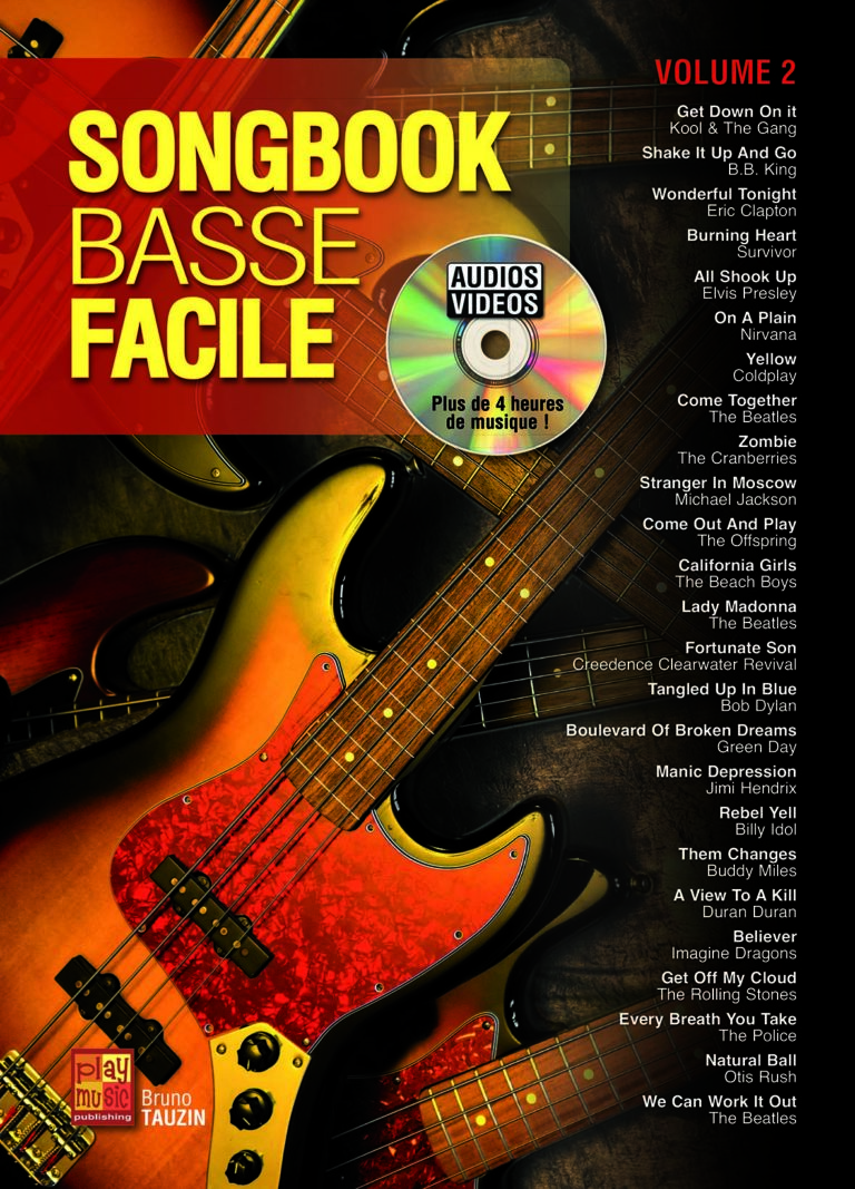 songbook basse facile, tablature, rock, pop, debutant, méthode, bassiste, cours, tuto